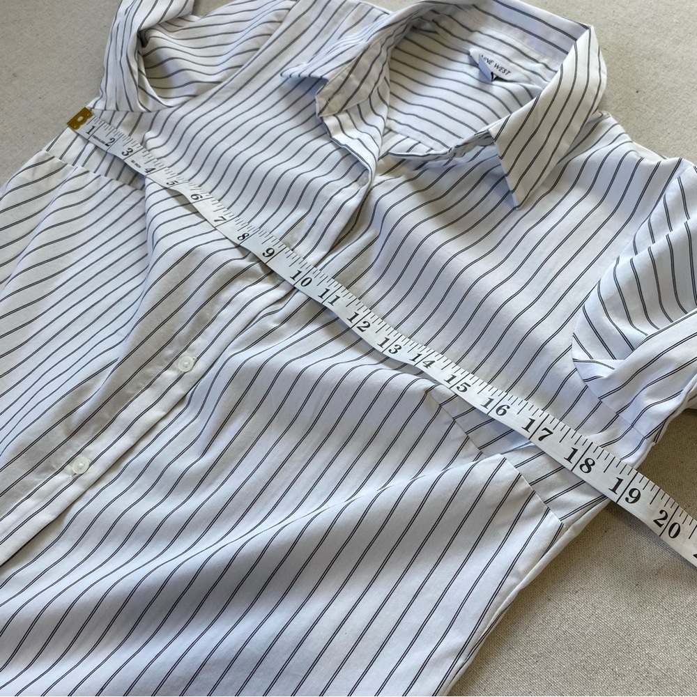 Nine West Striped Structured Button Down Long Sle… - image 9